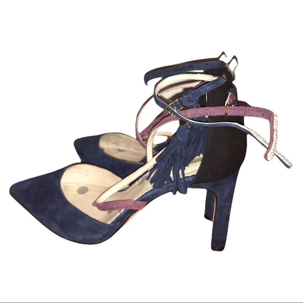 Boden Navy Purple Suede Point Toe Heel Tassel - Picture 4 of 16